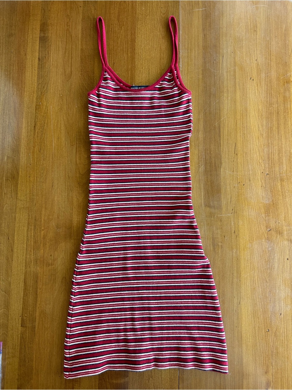 Brandy Melville Red Striped Spaghetti Strap Mini Dress